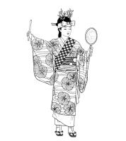 A coloring page of japanese clothing